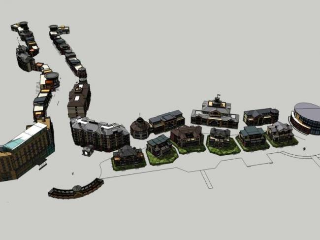 Sketchup商业模型|多层商业街，古典风格