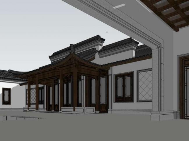Sketchup古建筑模型|多层庭院，中式风格，古建
