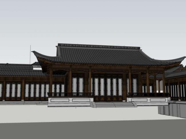 Sketchup古建筑模型|多层庭院，中式风格，古建
