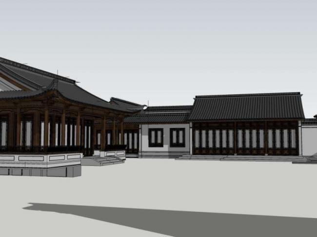 Sketchup古建筑模型|多层庭院，中式风格，古建