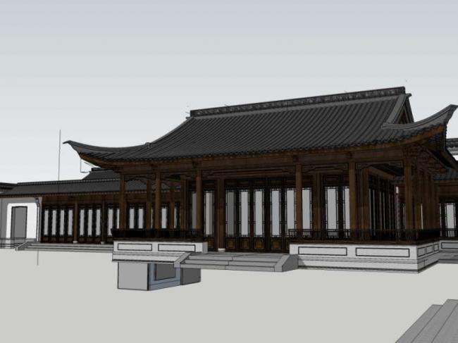 Sketchup古建筑模型|多层庭院，中式风格，古建