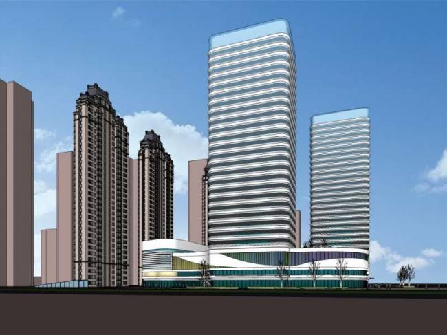 Sketchup综合体模型|多高层综合体，高层办公楼，商业，酒店，公寓，现代风格