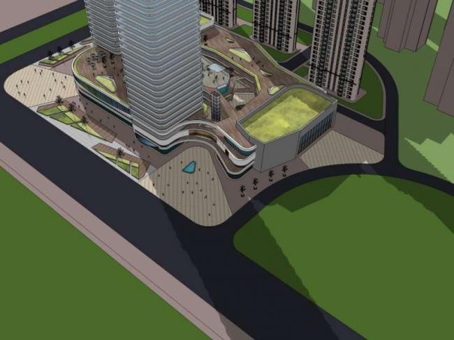 Sketchup综合体模型|多高层综合体，高层办公楼，商业，酒店，公寓，现代风格