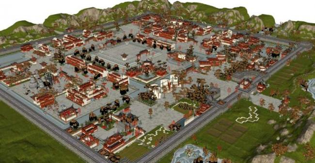 Sketchup古建筑模型|多层古城，中式风格，古建