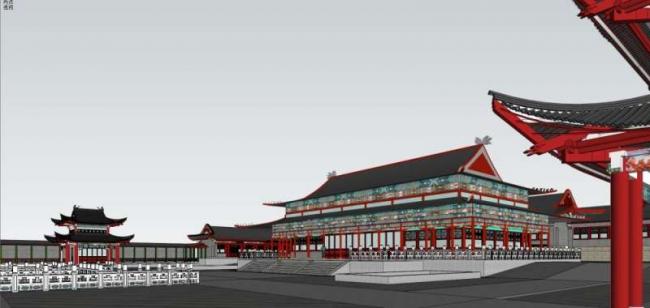 Sketchup古建筑模型|多层寺庙，古寺古庙，中式风格，古建