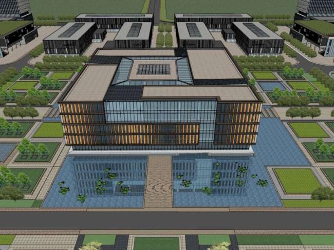Sketchup办公模型|高层办公区，现代风格