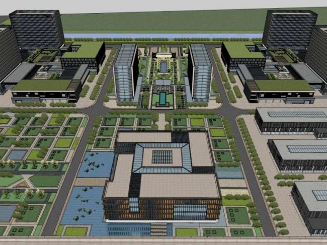 Sketchup办公模型|高层办公区，现代风格