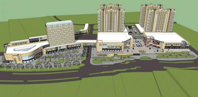 Sketchup住宅模型|高层住宅，底层商业，现代风格