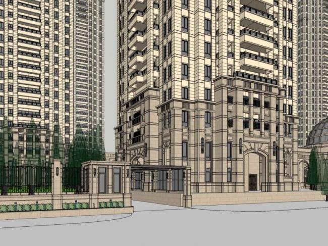 Sketchup住宅模型|高层住宅，古典风格