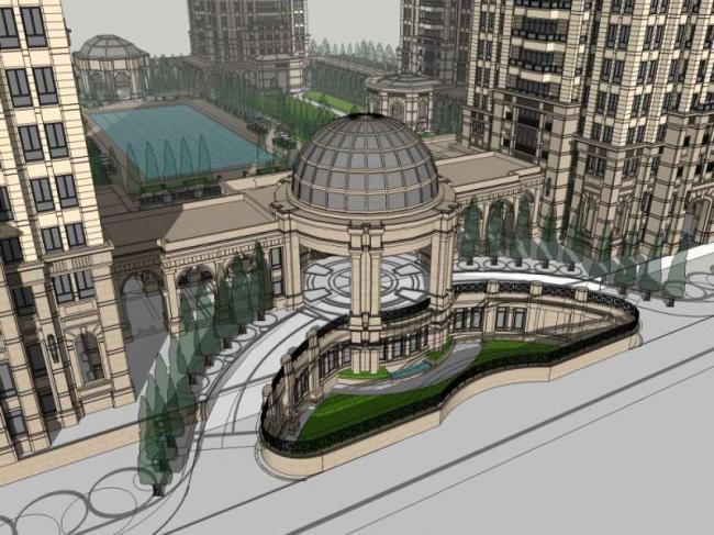 Sketchup住宅模型|高层住宅，古典风格