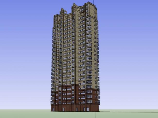 Sketchup住宅模型|高层住宅，居住建筑，古典风格