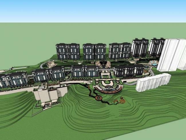 Sketchup住宅模型|高层住宅小区，居住建筑，古典风格