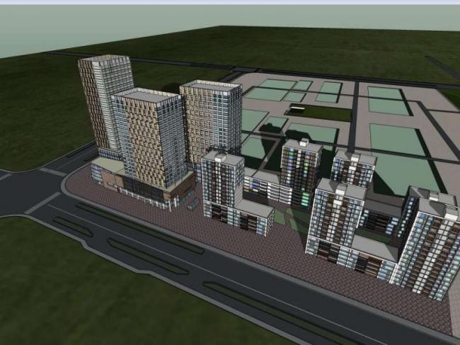Sketchup住宅模型|高层住宅，现代风格