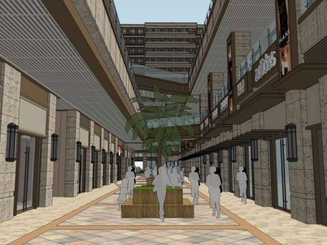 Sketchup商业模型|多层商业街，现代风格