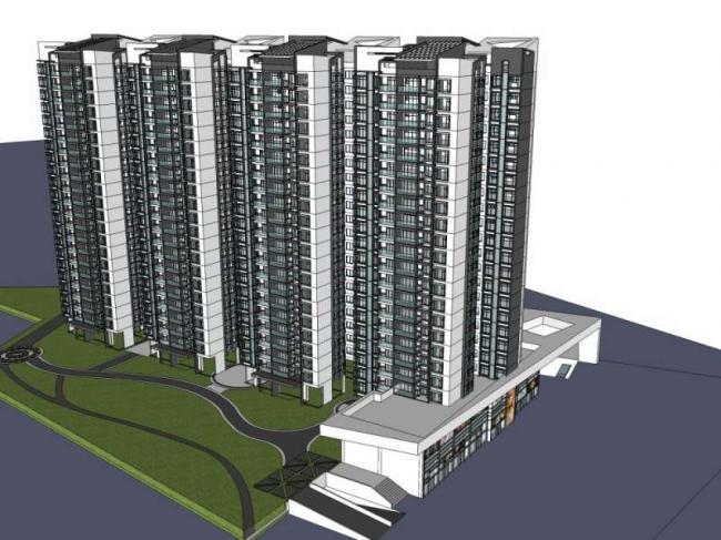 Sketchup住宅模型|高层住宅，现代风格