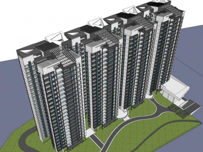 Sketchup住宅模型|高层住宅，现代风格