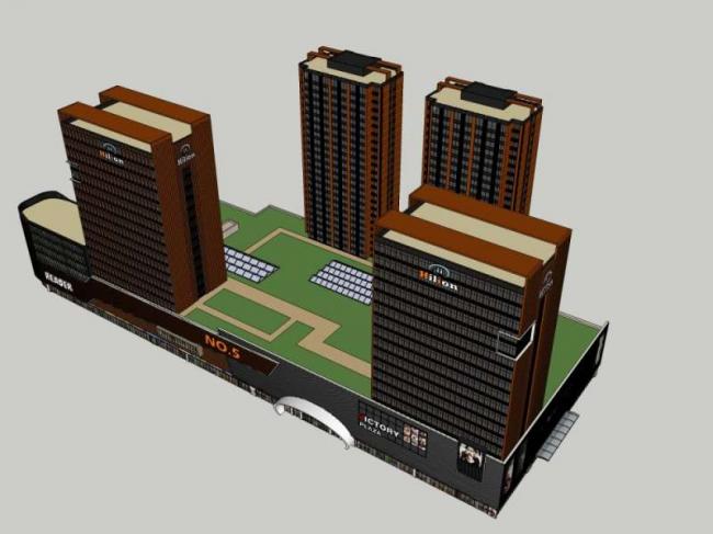 Sketchup综合体模型|多高层综合体，办公，底层商业，酒店，公寓，古典风格
