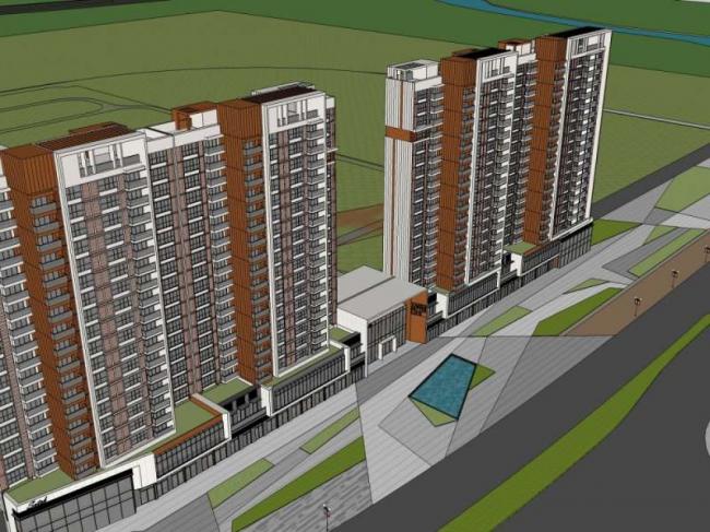 Sketchup住宅模型|高层住宅楼，现代风格