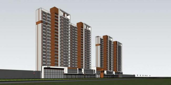 Sketchup住宅模型|高层住宅楼，现代风格