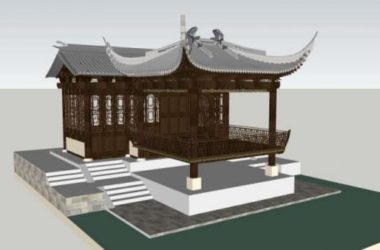 Sketchup古建筑模型|多层戏台，中式风格，古建-BIM建筑网