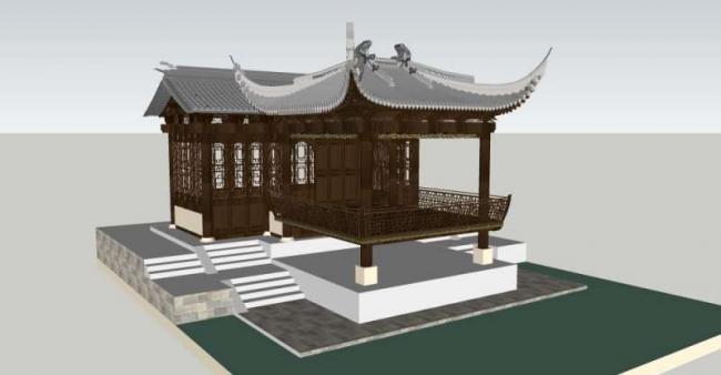 Sketchup古建筑模型|多层戏台，中式风格，古建