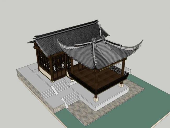 Sketchup古建筑模型|多层戏台，中式风格，古建