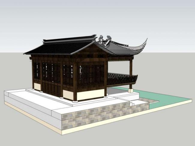 Sketchup古建筑模型|多层戏台，中式风格，古建
