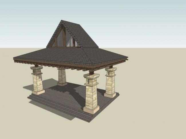 Sketchup小品模型|亭子，欧式古典风格，小品