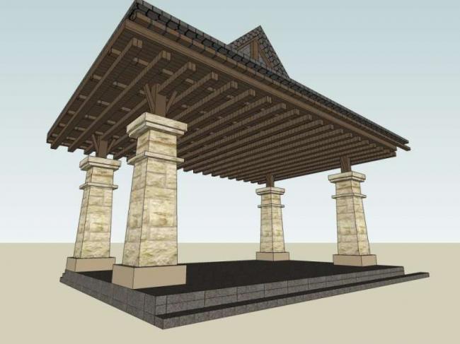 Sketchup小品模型|亭子，欧式古典风格，小品