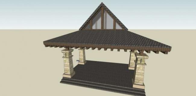 Sketchup小品模型|亭子，欧式古典风格，小品