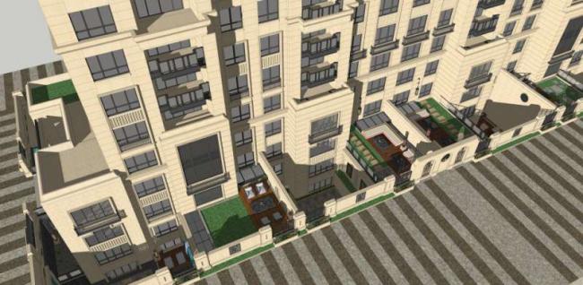 Sketchup住宅模型|高层住宅楼，古典风格