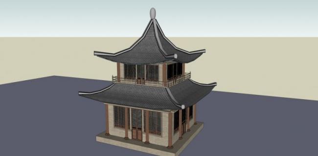 Sketchup小品模型|亭子，中式风格，小品