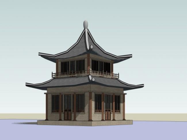 Sketchup小品模型|亭子，中式风格，小品