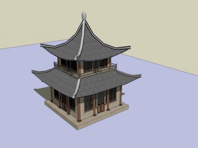 Sketchup小品模型|亭子，中式风格，小品