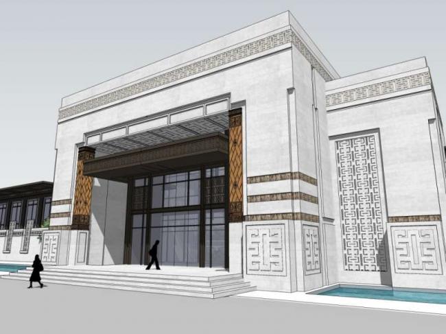 Sketchup商业模型|多层售楼处，现代中式风格