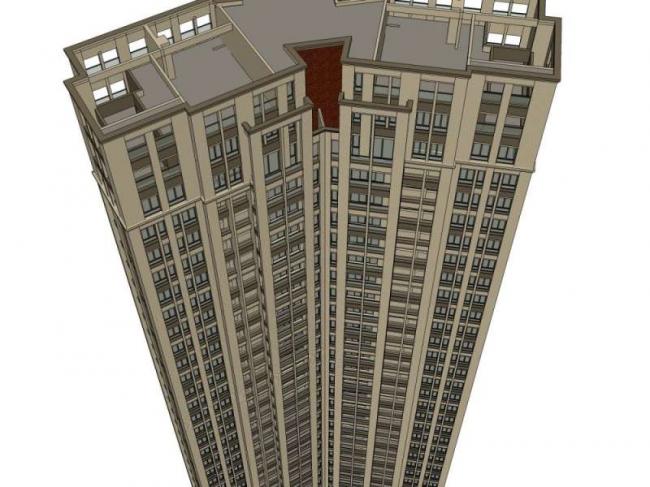 Sketchup住宅模型|超高层住宅楼，古典风格