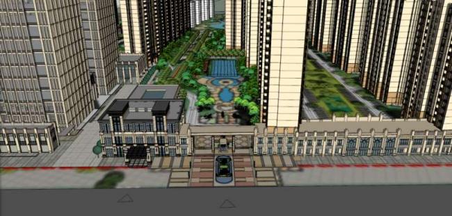 Sketchup住宅模型|超高层住宅，底层商业，古典风格