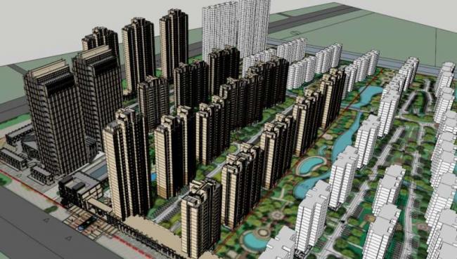 Sketchup住宅模型|超高层住宅，底层商业，古典风格