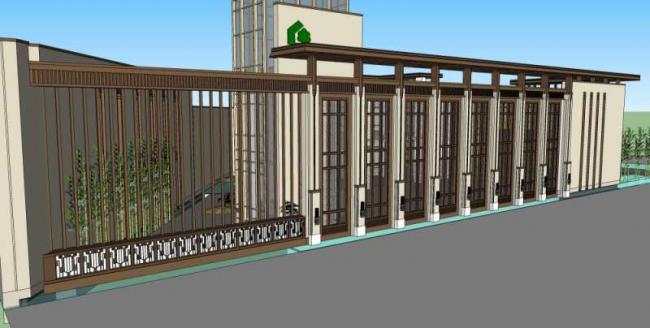 Sketchup住宅模型|多层售楼处,现代中式风格-BIM建筑网