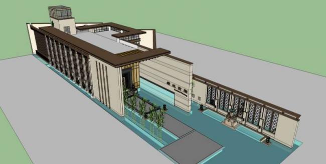 Sketchup住宅模型|多层售楼处，现代中式风格