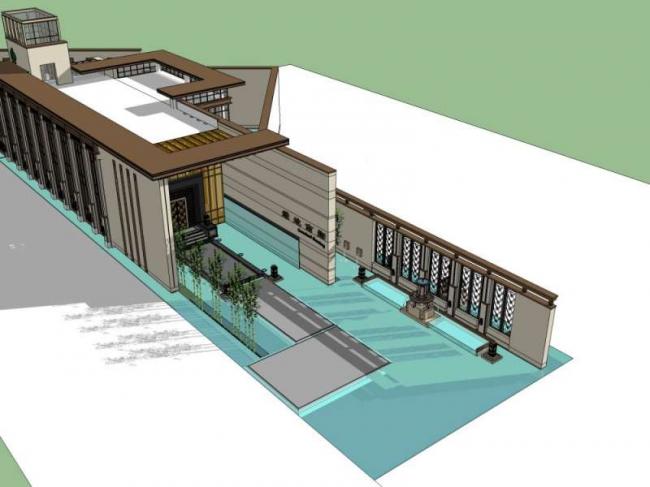 Sketchup住宅模型|多层售楼处，现代中式风格