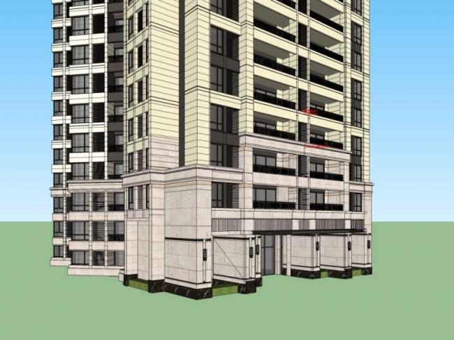 Sketchup住宅模型|超高层住宅，居住建筑，古典风格