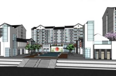 Sketchup住宅模型|多层住宅，底层商业，中式风格-BIM建筑网