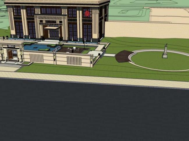 Sketchup商业模型|多层商业会所，中式风格