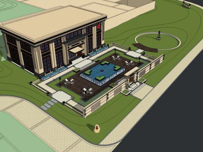 Sketchup商业模型|多层商业会所，中式风格