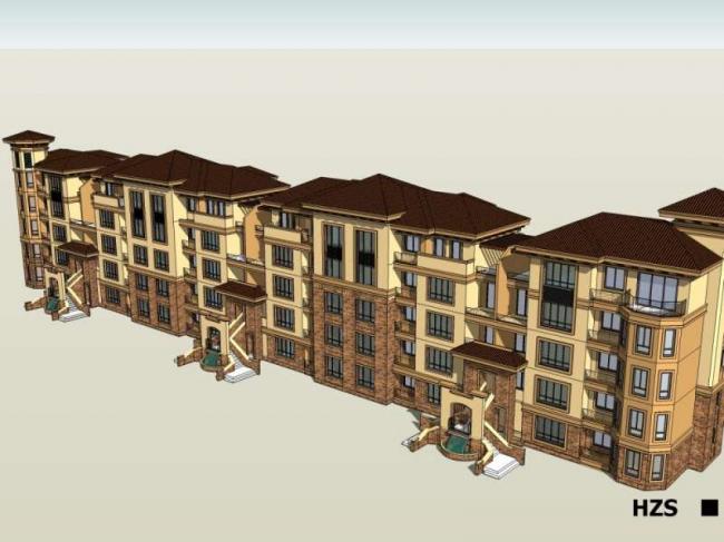 Sketchup住宅模型|多层联排住宅，欧式风格