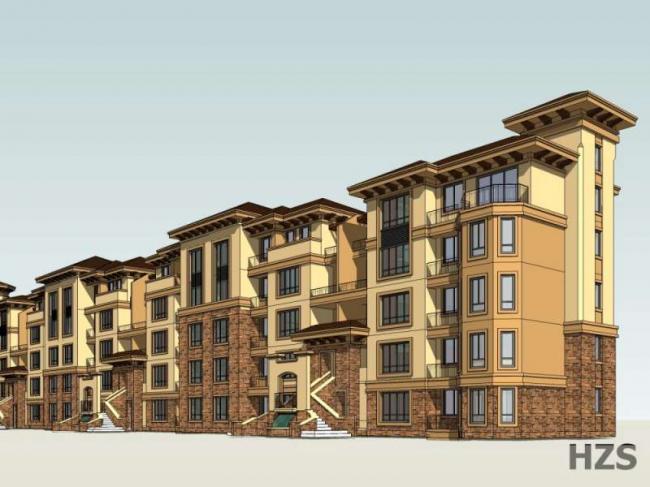 Sketchup住宅模型|多层联排住宅，欧式风格