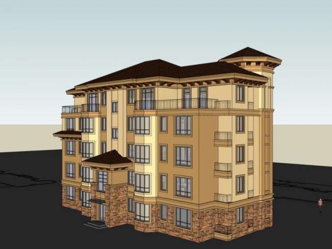 Sketchup住宅模型|多层住宅楼，古典风格
