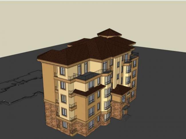 Sketchup住宅模型|多层住宅楼，古典风格