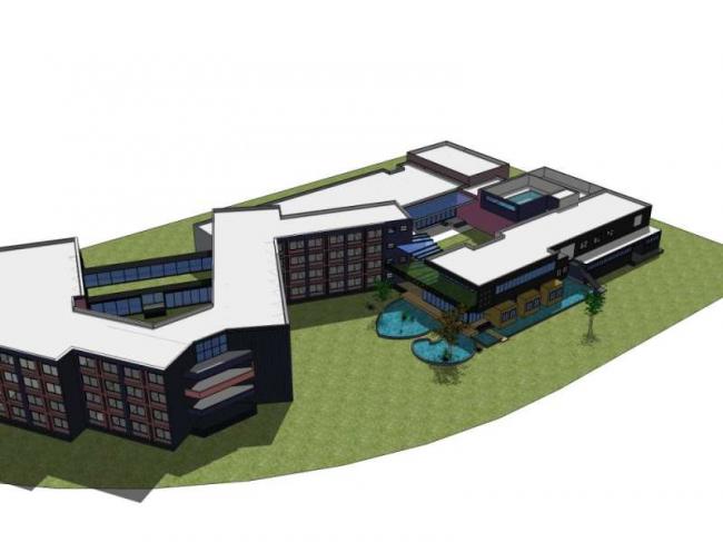 Sketchup酒店模型|多层旅馆，现代风格